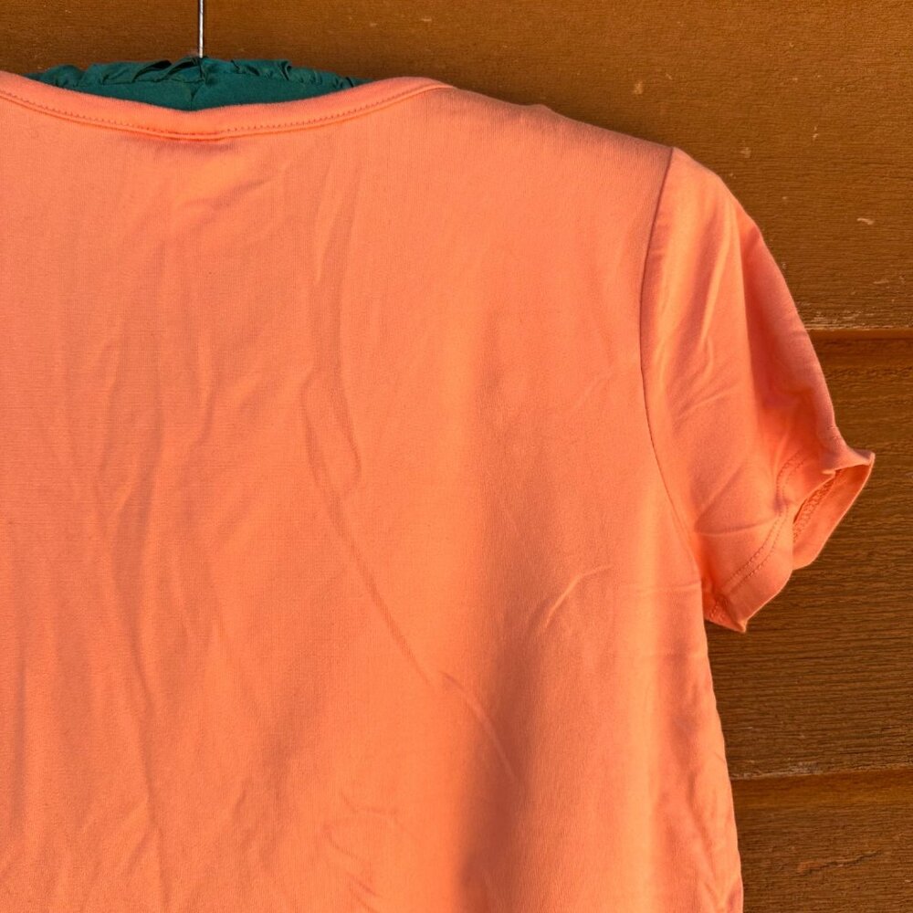 Belle Du Jour Girls Peach Tee Radiate Kindness Butterfly Design Sequin Accents S - Picture 11 of 13